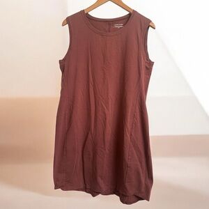 EILEEN FISHER Sleeveless Tank Dress in Mauve Plum 90% organic cotton